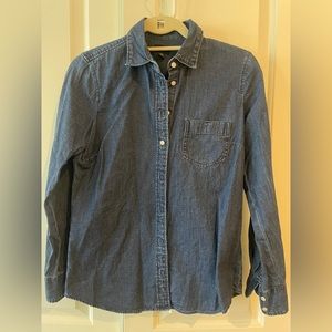 J Crew Dark Denim Button Up Top